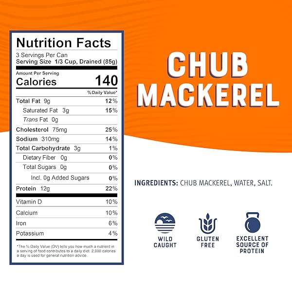 BUMBLE BEE CHUB MACKEREL, 15 OZ CAN – CANNED MACKEREL FISH, HIGH PROTEIN KETO FOOD, GLUTEN FREE