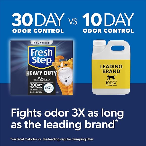 FRESH STEP CLUMPING CAT LITTER, HEAVY DUTY ADVANCED, LONG LASTING 30-DAY ODOR CONTROL WITH ODOR ELIMINATING CARBON, 17.5 LB