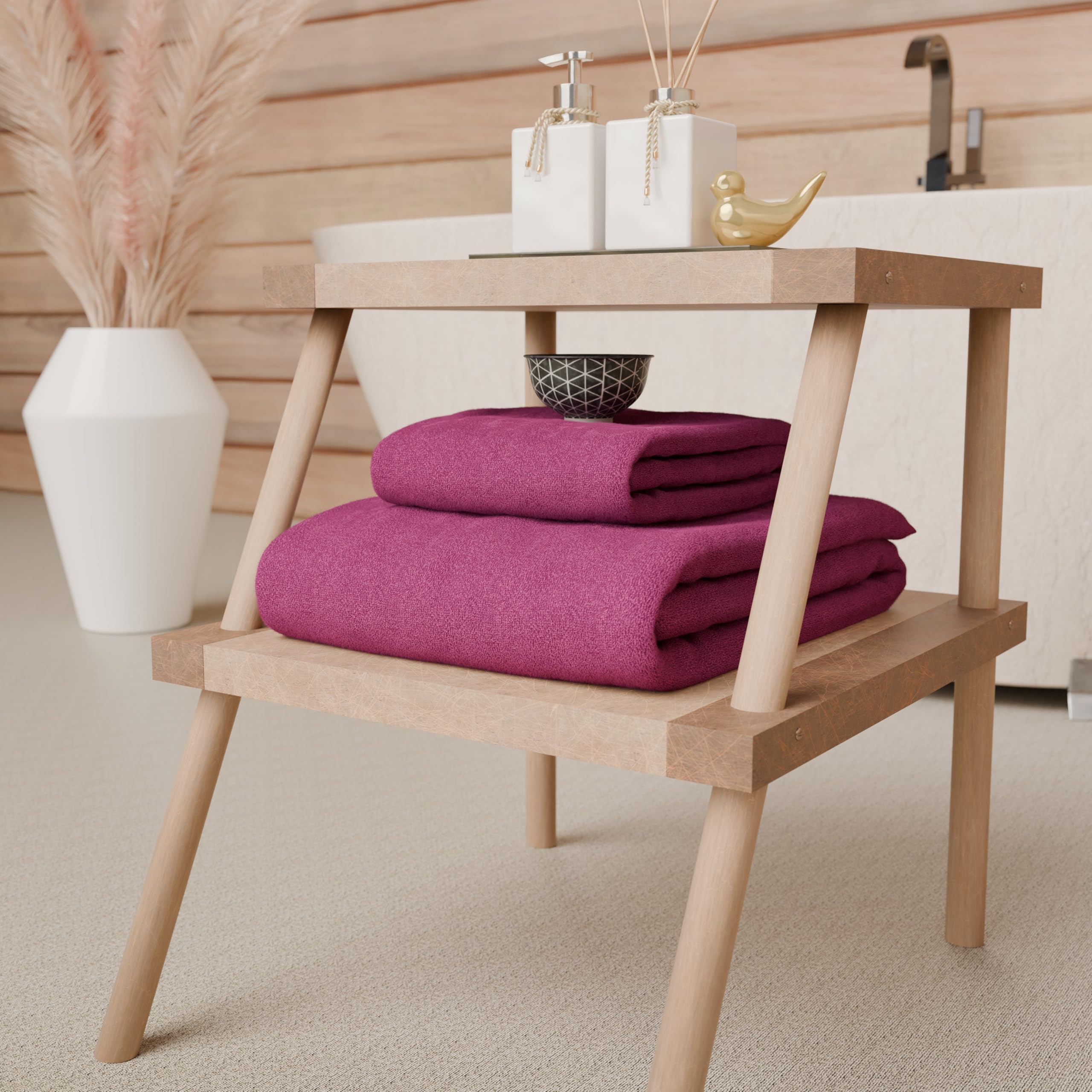 PETTI Artigiani Italiani - 100% Cotton Terry Bath Towels, 1+1 Towel Set, 2 Pieces 1 Face Towel and 1 Hand Towel, Fuchsia Towels — image 1