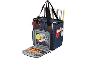 Looen Yarn Knitting Storage Tote-Large Capacity Crochet Organizer Portable Travel Bag With Shoulder Strap Crochet Hooks Case for Unfinished Bulk Project