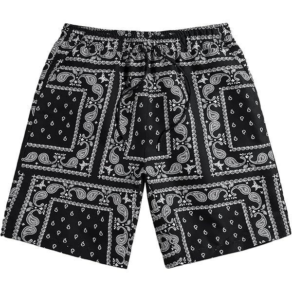 REBELLIOUS BEHAVIOR paisley fight shorts Black / Black