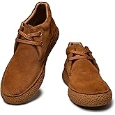 JIONS Mens Ankle Desert Chukka Boots Lace Up Suede Leather Shoes Round Toe Platform Deck Boots