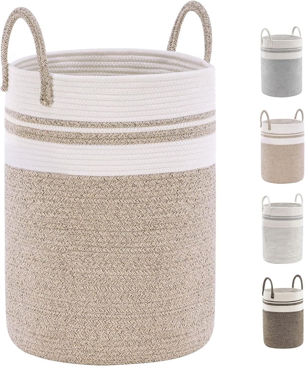 YOUDENOVA Cotton Rope Basket Large 58L 38x50cm Woven Storage Nursery Hamper