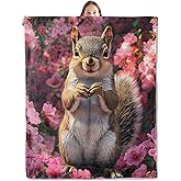 xmwjfd Sweet Squirrel Blanket, Cozy Plush Playful Squirrels Throw Blanket for Couch Bedroom Outdoor, Lightweight Soft Flannel Travel Blankets, Gifts for Women Adults Kids, Warm Decor 50"×60"