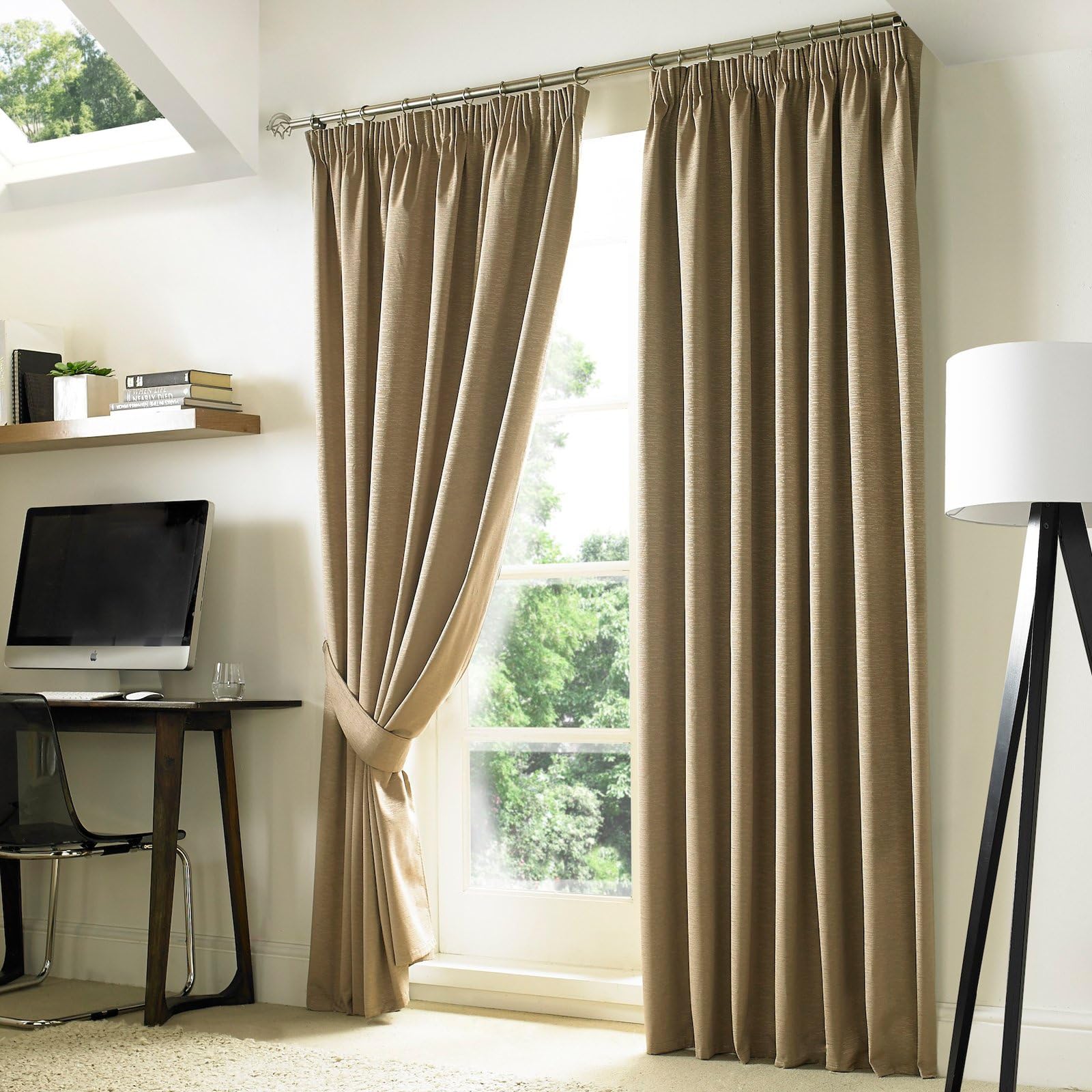 Nevin Blackout Coated Tape Headed Curtains PEBBLE 66 x 72