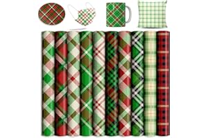 LUCKY GODDNESS Plaid Transfer Sheets, 10 Pcs 12x12" Christmas Halloween Buffalo Pattern Pre-Printed Heat Transfer Sublimation Paper for Heat Mug Press, Coaster Blanks, DIY T- Shirts