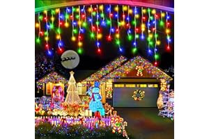 HECELTT 131ft Christmas Lights Decorations Outdoor, 1280 LED 8 Modes Curtain Fairy Lights with 240 Drops,Plug in Waterproof Timer Memory Function for Christmas Holiday Wedding Party Decorations(Multicolor)