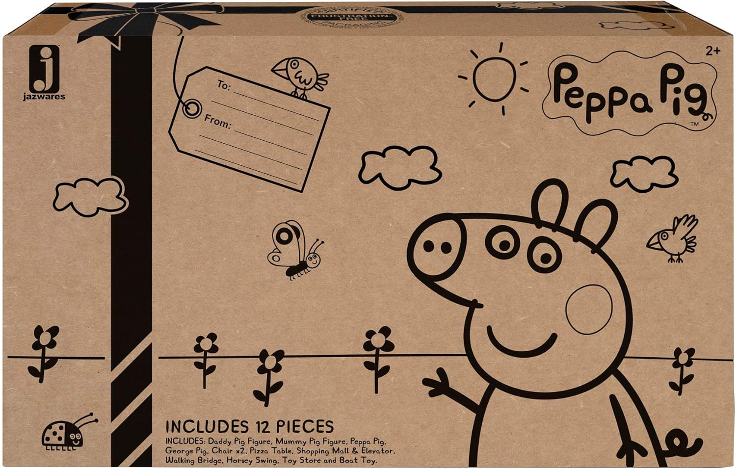 Peppa Pig Shopping Mall with Family, Includes 1 Connectable Mall Playset, 4 Character Toy Figures, 2 Chairs, 1 Pizza Table, 1 Toy Boat – Toys for Kids -  Exclusive: Toys & Games
