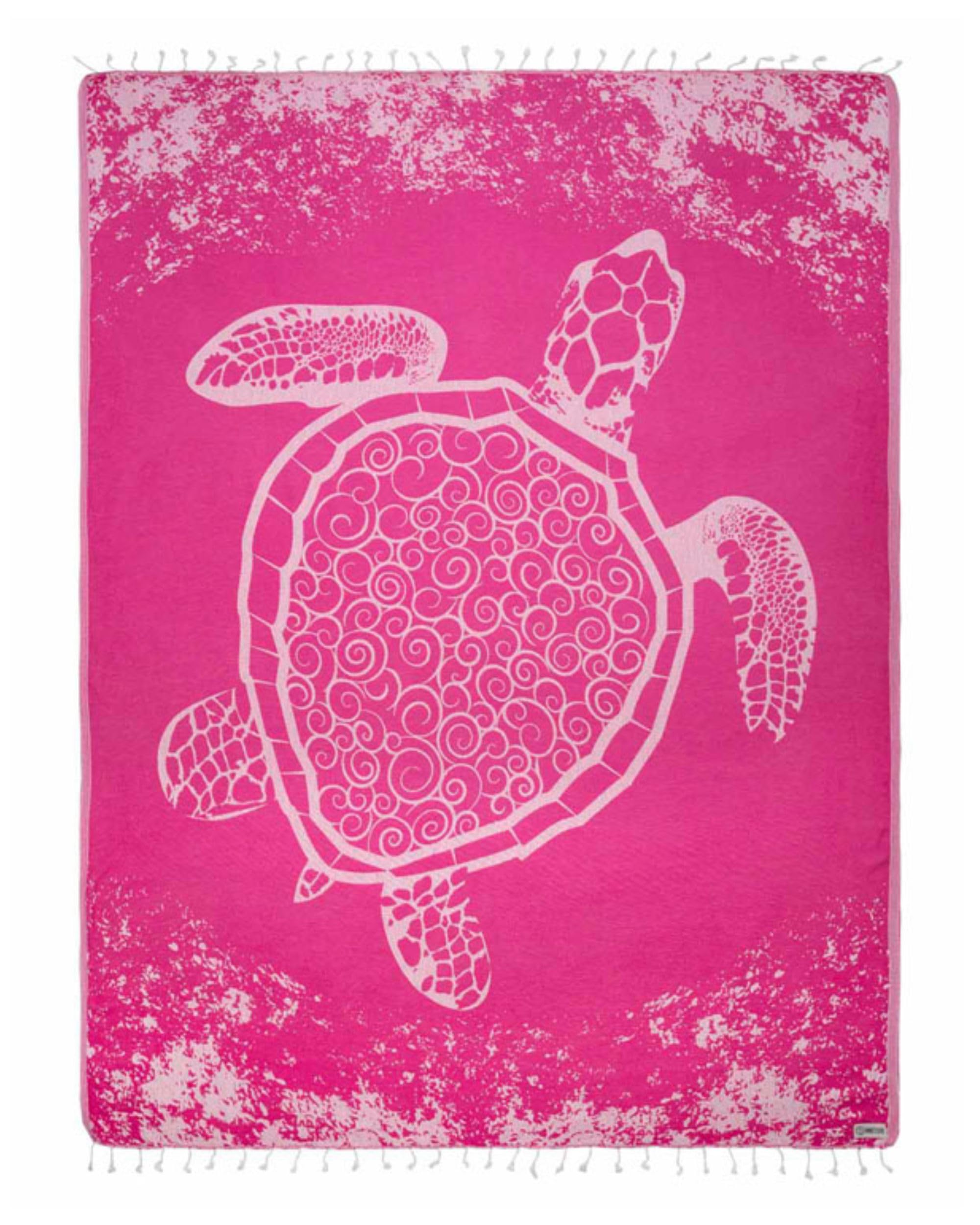Sand Cloud Turkish Beach Towel - Sand Free - 100% Organic Turkish Cotton Yarn - Quick Dry Towel for Beach, Picnic, Blanket or Bath - As Seen on Shark Tank - Marine Life (Crush Turtle Fucshia) Image