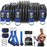 Heavy Resistance Bands for Working Out, NITEEN Resistance Bands with Handles Weight Exercise Bands for Men Women, Workout Bands with Door Anchor and Ankle Straps Strength Training Equipment