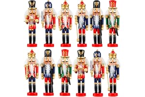 Aoriher 12 Pcs Christmas Nutcracker Ornament Small Wooden Soldier Hanging Decorations Nutcracker Figure Christmas Ornament for Xmas Tree Decoration Figure