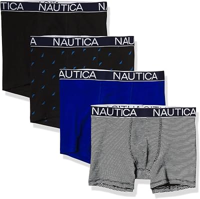 Calzoncillos Cortos para Hombre, Negro Brillante Cobalto Stripe 2 Sail Print, M