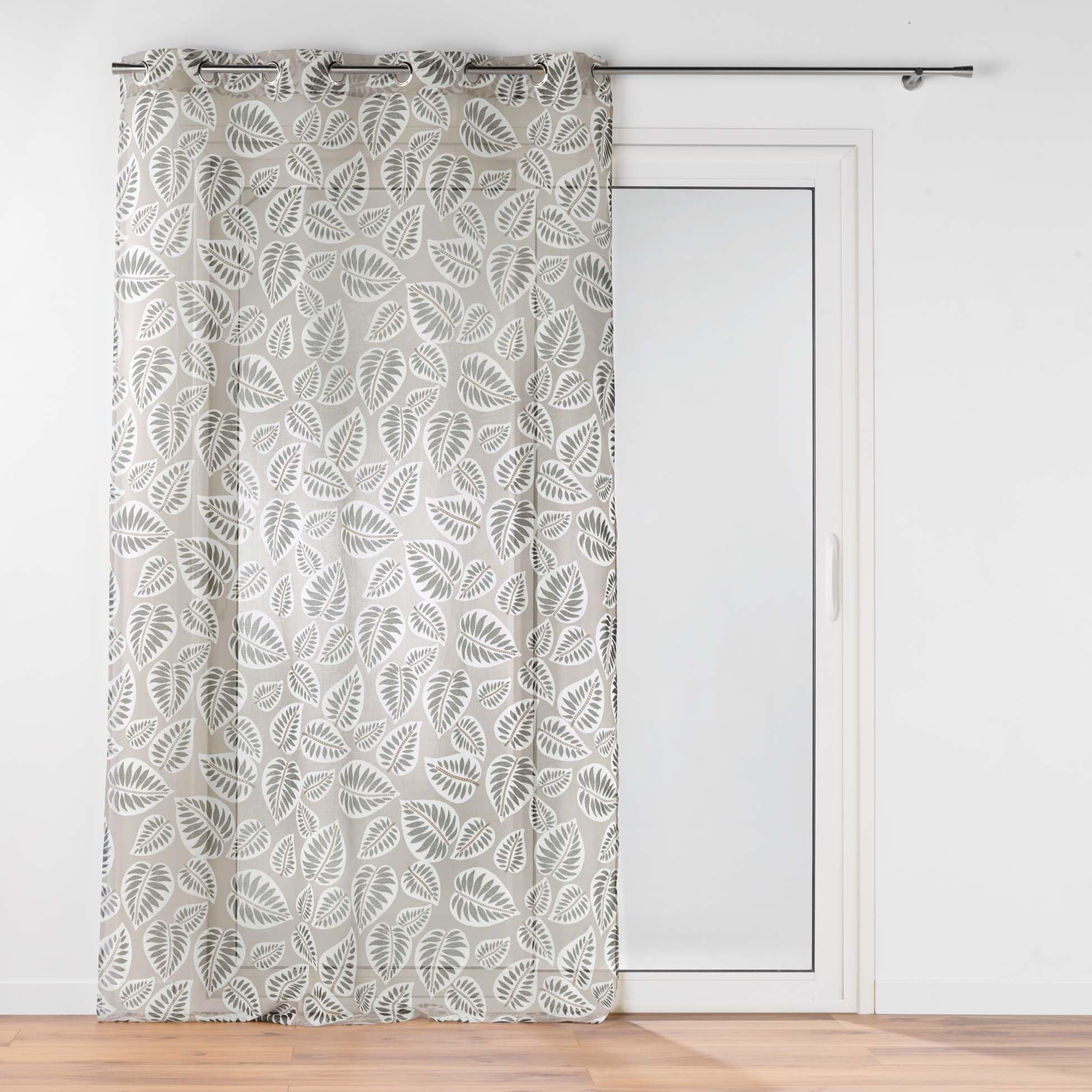 Douceur d'Intérieur, Alma Net Curtain with Eyelets (140 x 280 cm) Black Sandblasted Printed Voile