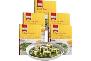 Ashoka Ready to Heat Meals 1932, Vegetarian Spinach Cheese Curry, Kosher Certified, All-Natural Portable Meals, Authentic Palak Paneer, Great for Picnics, No Preservatives, Pack of 5