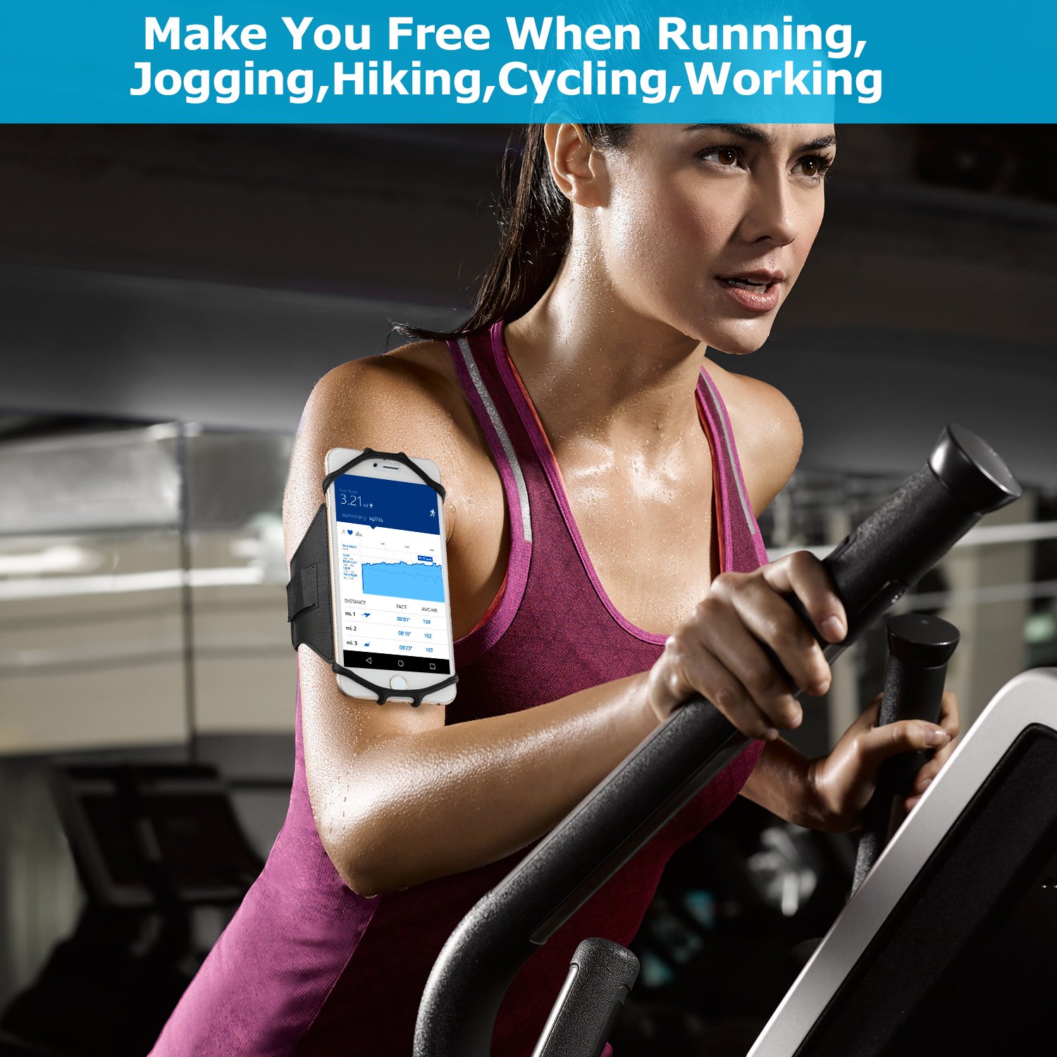 Simptech Running Phone Armband for iPhone X / 8/7 / 6 / 6S Plus, Galaxy S8 / S7 /S7 Edge,180°Rotatable Design with Key Holder Ideal for Gym Workout Jogging Hiking