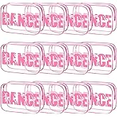 Kacctyen 12 Pcs Dance Makeup Bag Pink Team Gifts Bulk for Ballerina Lover 7 x 4.7 x 2.4 Dance Cosmetic Bag Snack PVC Case Clear Toiletry Zipper Pouch for Women Valentines Cheer Cheerleader Gift