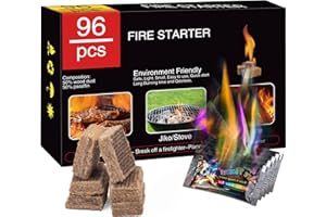PECROL Fire Starter Squares for Campfires with Magic Flame, Charcoal Starter Fire Starters for Grill, Wood Stoves, Fire Pit, BBQ, Fireplace, Chimney, Camping Gear and Smoker, Firestarter Camping Essentials