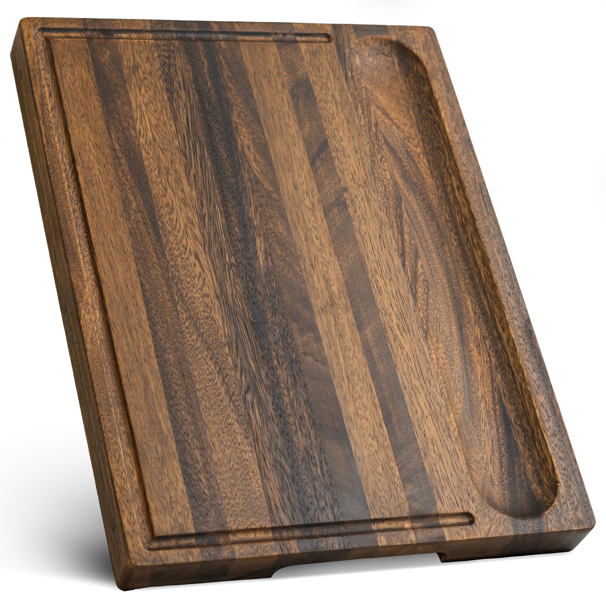 SHUMARU Tropical Walnut Charcuterie & Cutting Board – 17x13x1.6" | Handmade in Bali, Silky-Smooth, Juice Groove, Sorting Compartment, Knife-Friendly, Non-Slip Feet – Perfect Holiday Gift Image