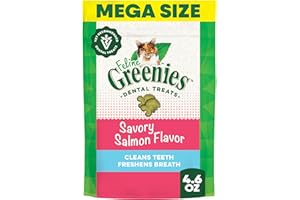 Greenies Feline Veterinarian-Recommended Adult Natural Dental Cat Treats, Savory Salmon Flavor, 4.6 oz. Pouch