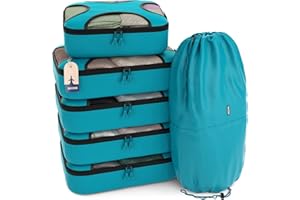 Shacke 6 Set Packing Cubes for Travel - Compression Packing Bags/Travel Organizer - Luggage Organizer Bags for Traveling - Travel Essentials for Women - Cruise Must Haves Packing List