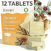 FOMIN Aromatherapy Shower Steamers - 12 Count - Spiced Orange Bath Bombs with Essential Oils for Stress Relief & Relaxation - Self Care, Spa Gifts for Women and Men - Shower Aroma for Body Wellness