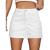 POTILI Denim Skort Women High Waist Mini Jean Skirt for Women Stretch Casual Mini Jean Skort