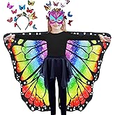 D.Q.Z Double-Sided Fairy Butterfly-Wings Costume for Girls Kids Dress-Up Clothes Headband as Halloween Birthday Gifts
