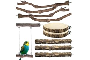 CAMATET 8pcs Natural Bird Perches for Cage, 5.9“ Small Wood Bird Perch for Parakeet/Cockatiel, Bird Cage Stick, Bird Branches for Cages, Birdcage Accessories for Parrot Conure