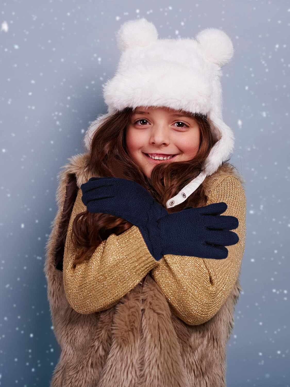 3 Pairs Kids Fleece Gloves Full Fingers Gloves Winter Soft Warm Gloves for Boys Girls Outdoors Activities Supplies: Clothing