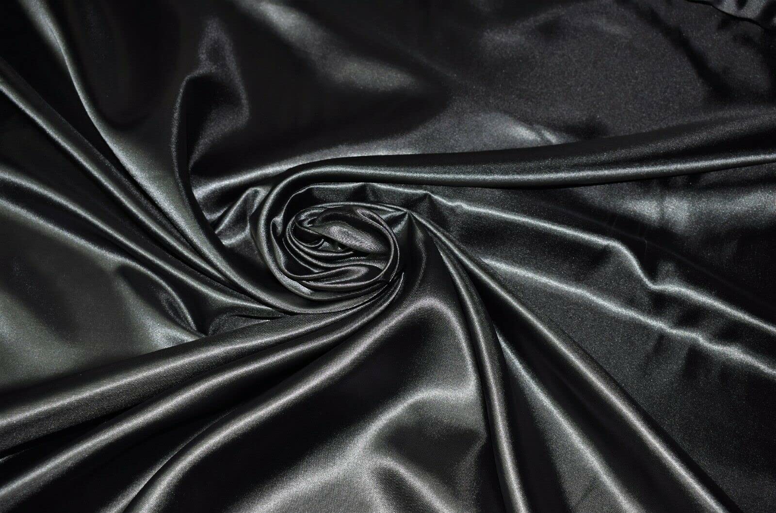 Novato Textiles Silky Satin Liquid Fabric Plain Luxury Craft Dressmaking Fabric 60'' Wide (Black, 2 Meter)