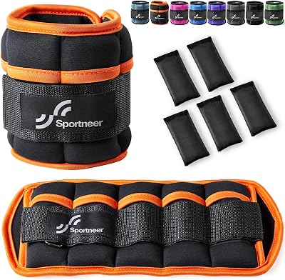 Sportneer Adjustable Ankle Weights Set 0.9-5.8kg Pair 2 Pack Neoprene