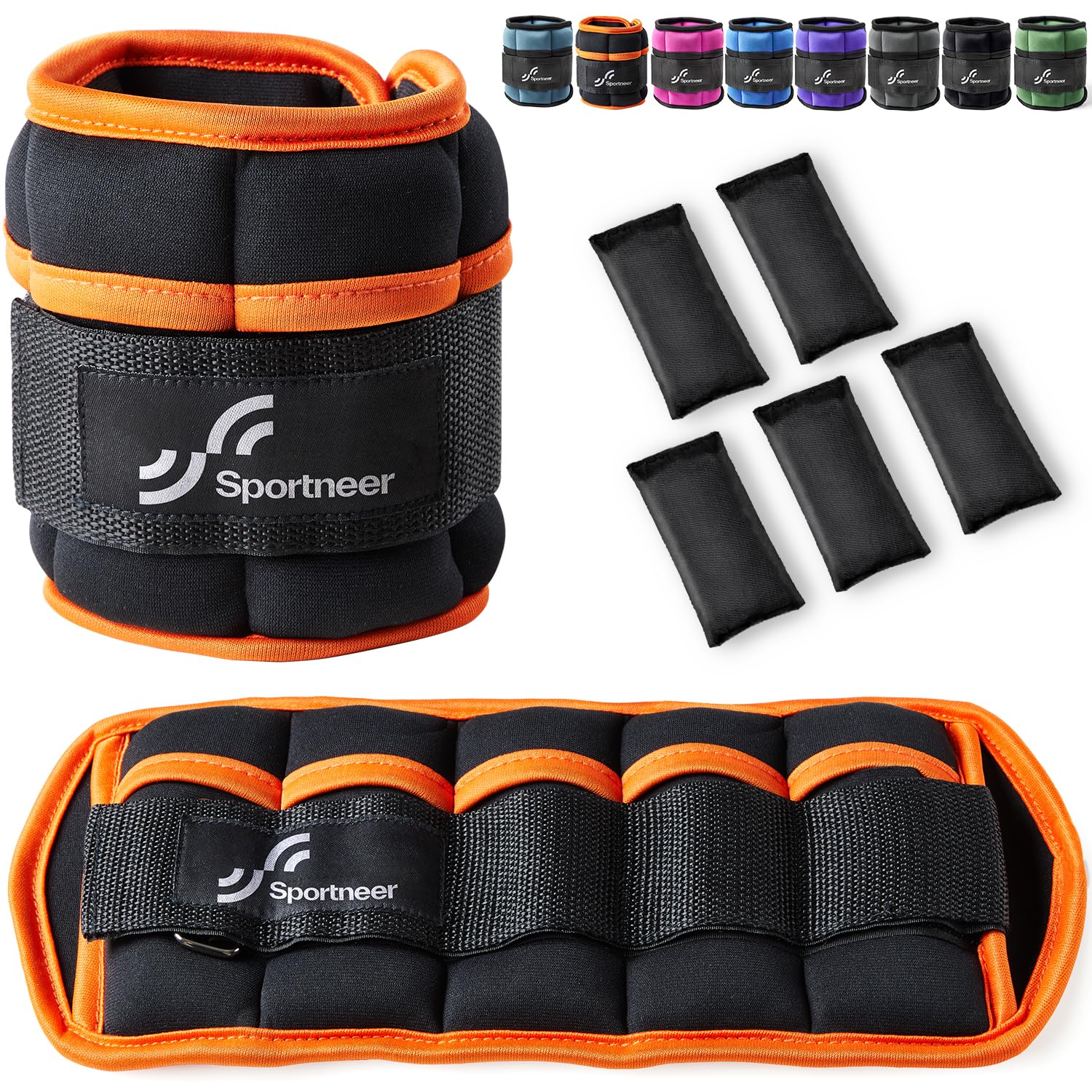 Sportneer Adjustable Ankle Weights Set Leg Weights, Ankle Wrist Weight Straps, 0.8lbs-3.5lbs for Per Ankle, 1.6lbs-7lbs for a Pair, 2 Pack