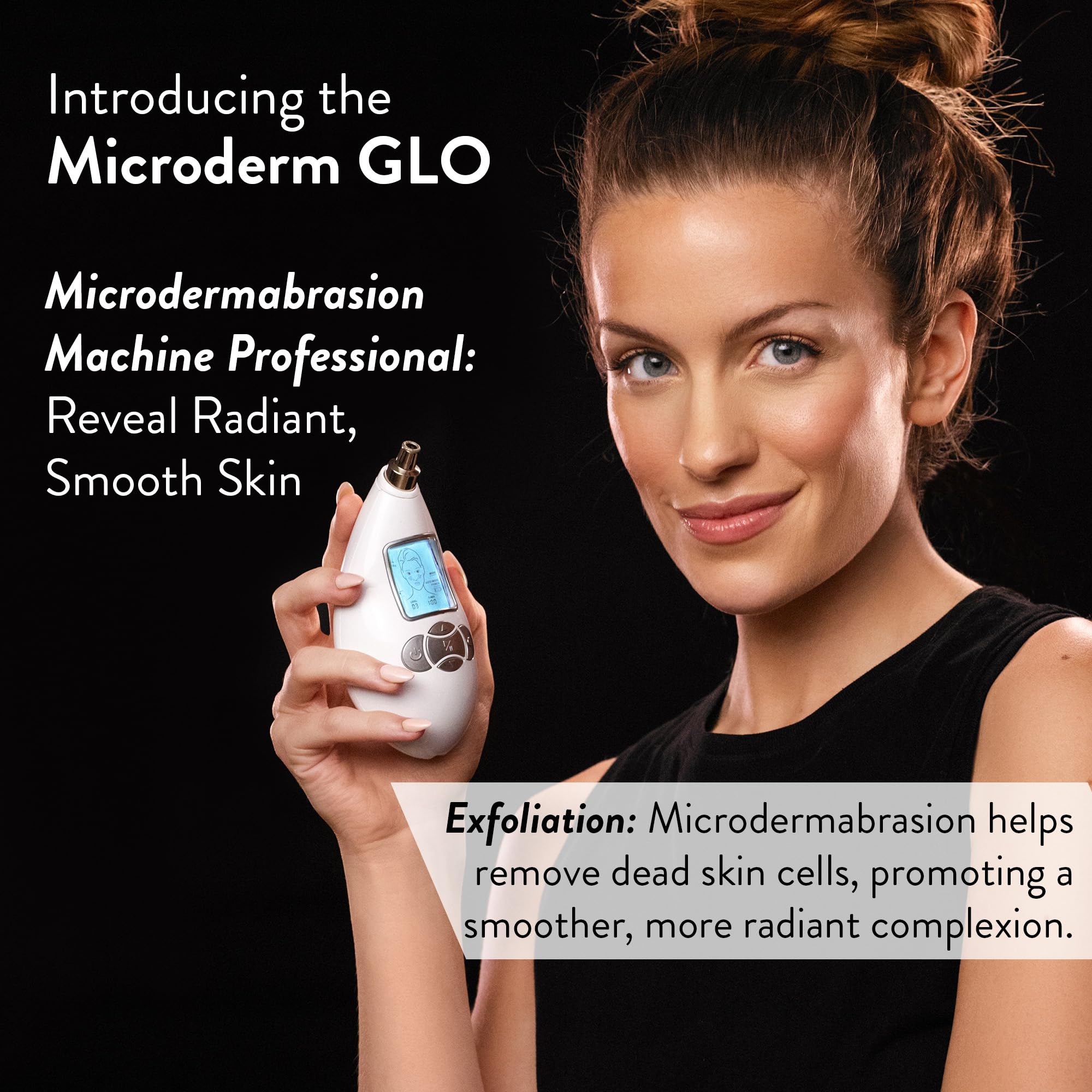 Microderm GLO Diamond Microdermabrasion Machine - Best Gift for Women - Dermabrasion & Anti Aging Wrinkle Skincare - Home Facial Treatment System - Blackhead Remover & Exfoliator for Acne Scars