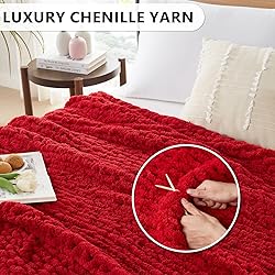 L'AGRATY Chunky Knit Blanket - Soft Chenille Yarn