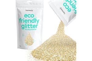 Hemway Biodegradable Glitter Eco Friendly - 100g/3.5oz Bio Cosmetic Safe Sparkle Vegan for Face Eyeshadow Body Hair Festival Makeup Craft - Fine (1/64" 0.015" 0.4mm) - Champagne Gold