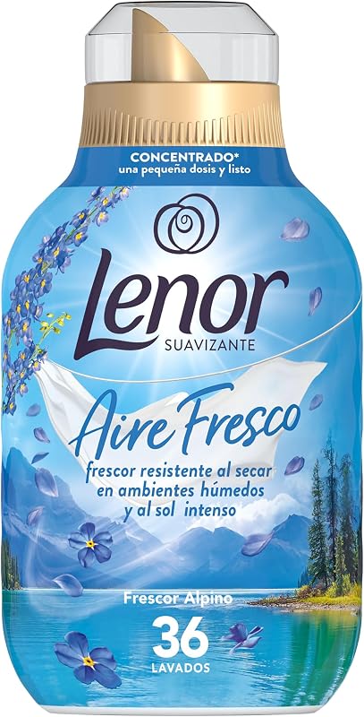 Amaciador de Ar Fresco Alpino Frescor 36 Lavagens, 504ml, Frescura Resistente à Secagem Em Ambientes Húmidos Ou Sol Intenso