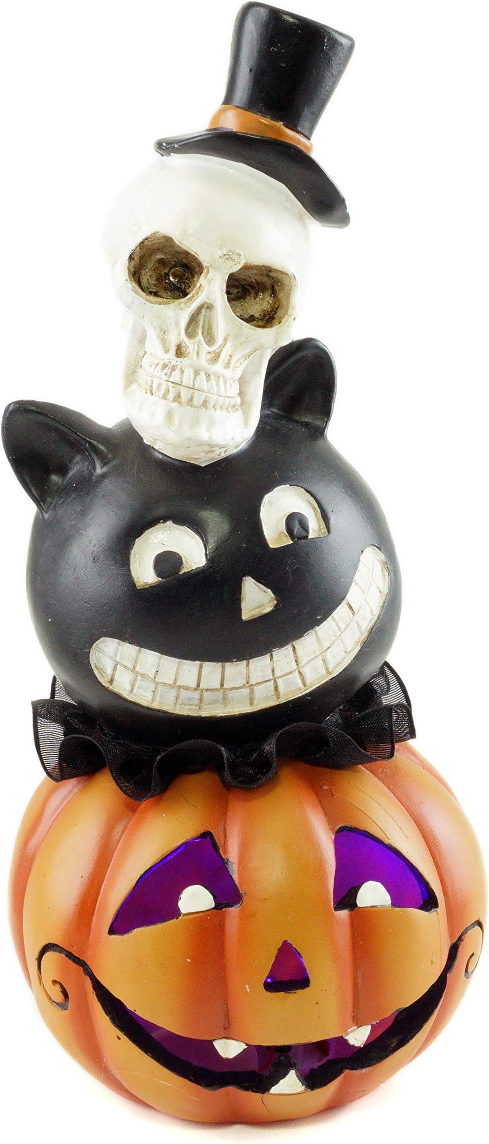 Special T Imports Skull, Cat & Jack-O-Lantern Halloween Stacked Heads Figurine