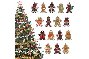 SUMMITFLARE 16 Pcs Gingerbread Man Ornaments for Christmas Tree, Soft Silicone Christmas Decorations, 3 Inch Adorable Gingerbread Figurines for Xmas Tree Hanging Decor, Gift Tags & Party Favors (16 Designs)