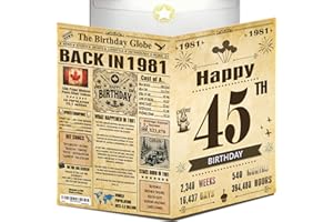 45th Birthday Card for Women Men - Back In 1981 Newspaper - 45th Happy BIRTHDAY card - 45 th birthday gift for Her Him - JUMB