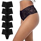 GAREDOB High Waisted Thongs Lace Full Coverage Soft Tangas Tropical Plants Lace Thongs Comfortable Sexy Underwear