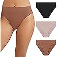 Maidenform Women's M High Leg Bikini Underwear, Seamless Bikini Panties, Solid Or Assorted, 3-pack