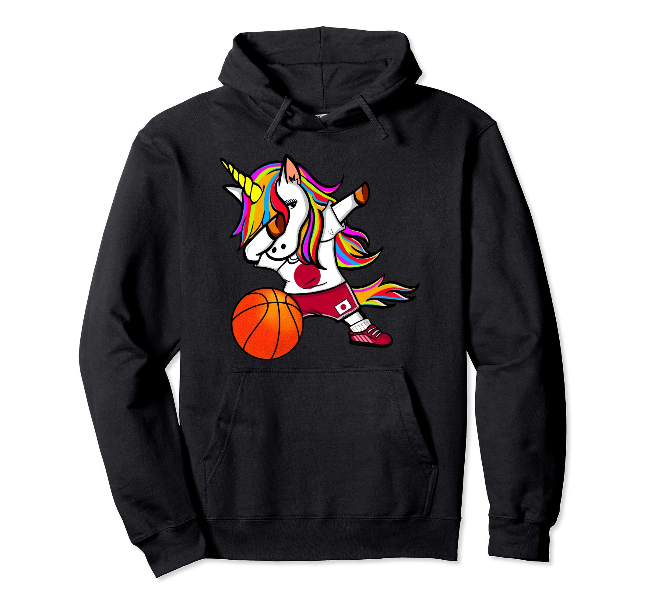 Funny Dabbing Unicorn Japan Basketball - Japanese Flag Pullover Hoodie
