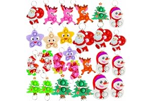 30 Packs Bulk Mini POP Christmas Shape Fidget Bubble Key Chain,School Student Holiday Party Supply,Christmas Party Favors