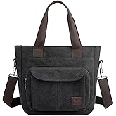 ZHIERNA Women's Canvas Tote Purse Casual Shoulder Crossbody Bags Small Handbag, Multi-pocket Top Handle Work Bag