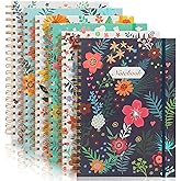 Coopay 6 Pack B5 Spiral Notebook Journal for Women, College Ruled Composition Notebooks Hardcover Spiral Journal, Cute Blooming Floral, Office School Business Supplies, 10.2" x 7.5", 160 Page