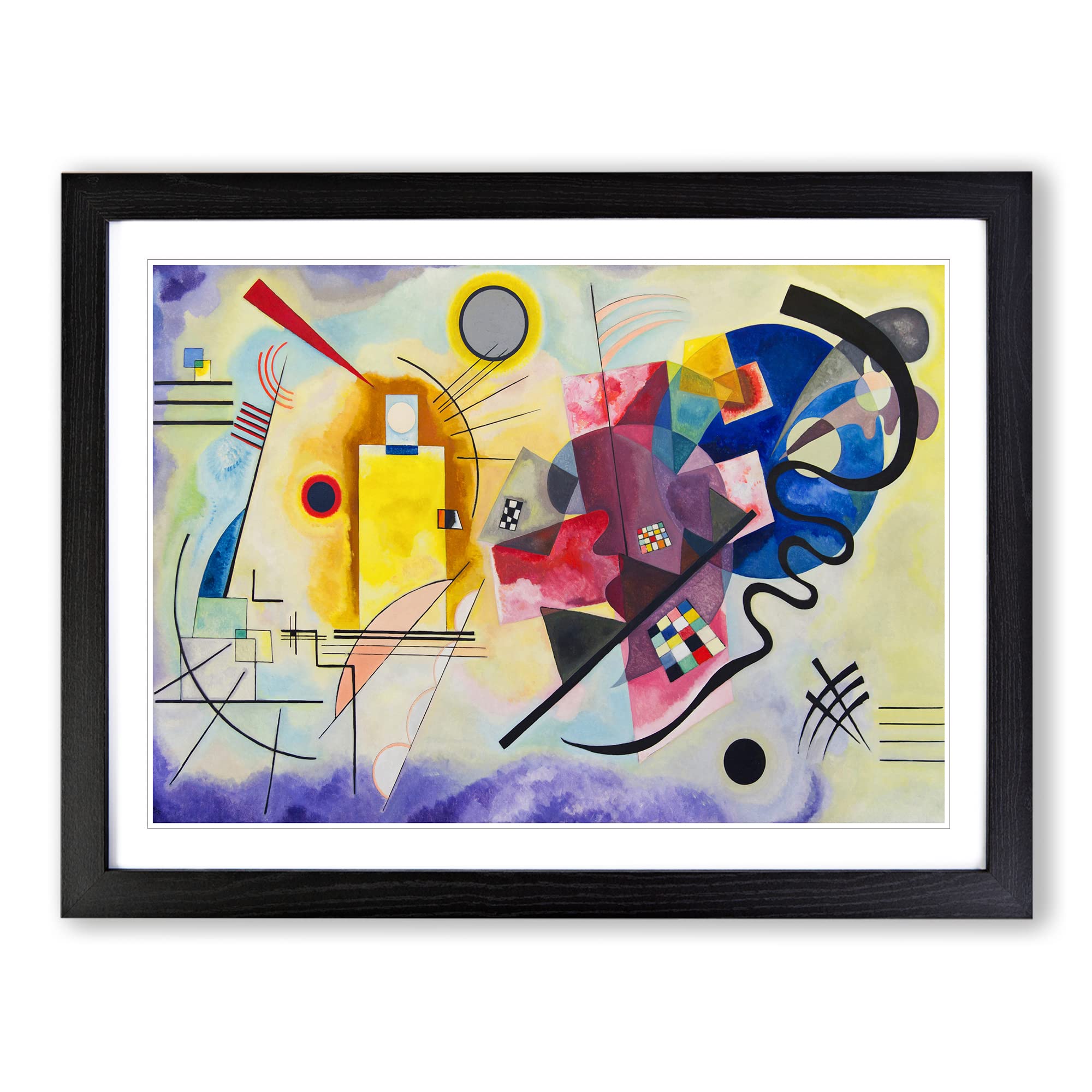 Yellow Red Blue By Wassily Kandinsky Classic Painting Framed Print | A3 Black Framed Wall Art | Ready to Hang | Classic Historical Picture | Living Room Bedroom Lounge Office