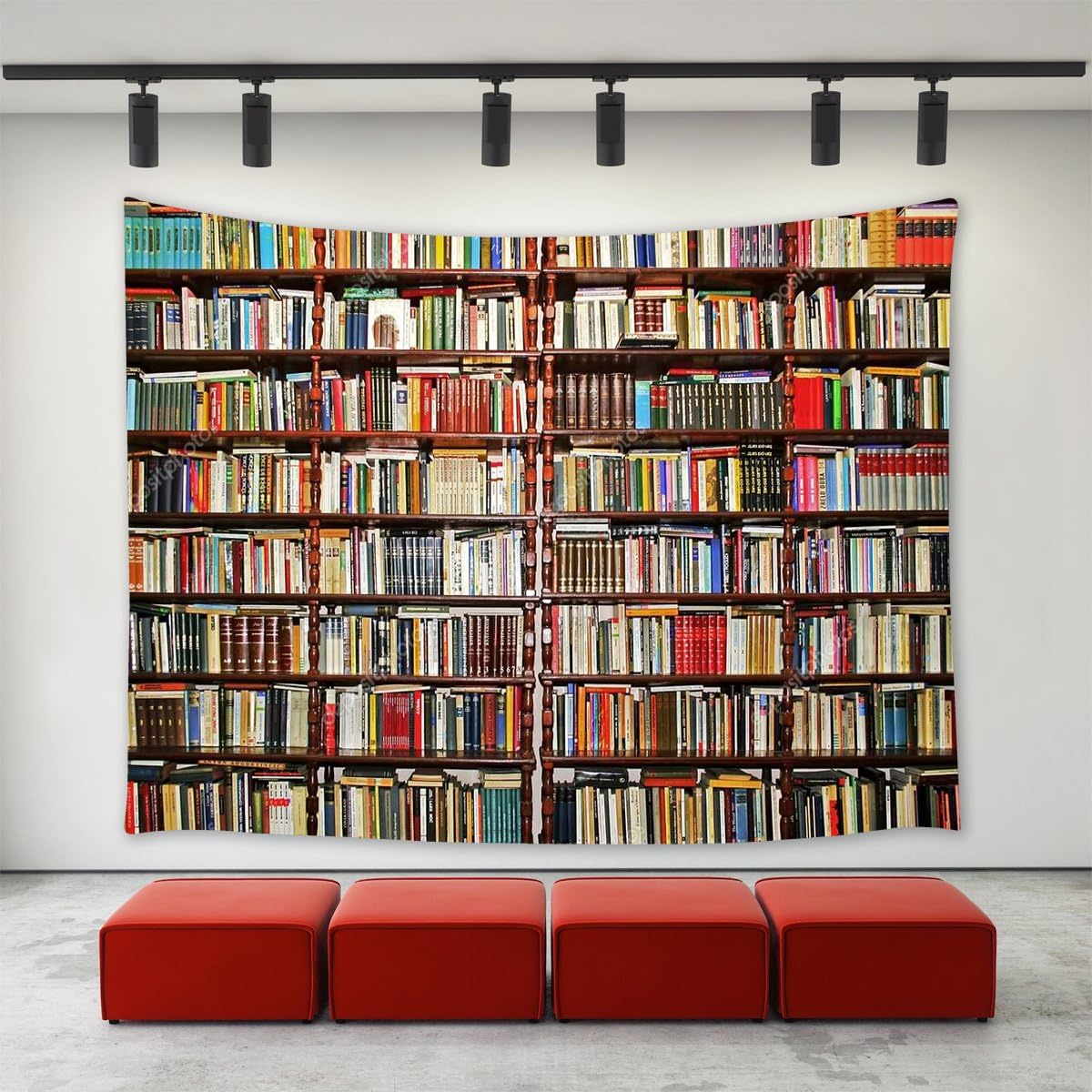 LBKT Library Neat Bookshelf with Books Tapestry Wall Hanging for Bedroom Living Room College Dorm Custom Home Decoration Wall Decor Art Tapestries 60"x40"