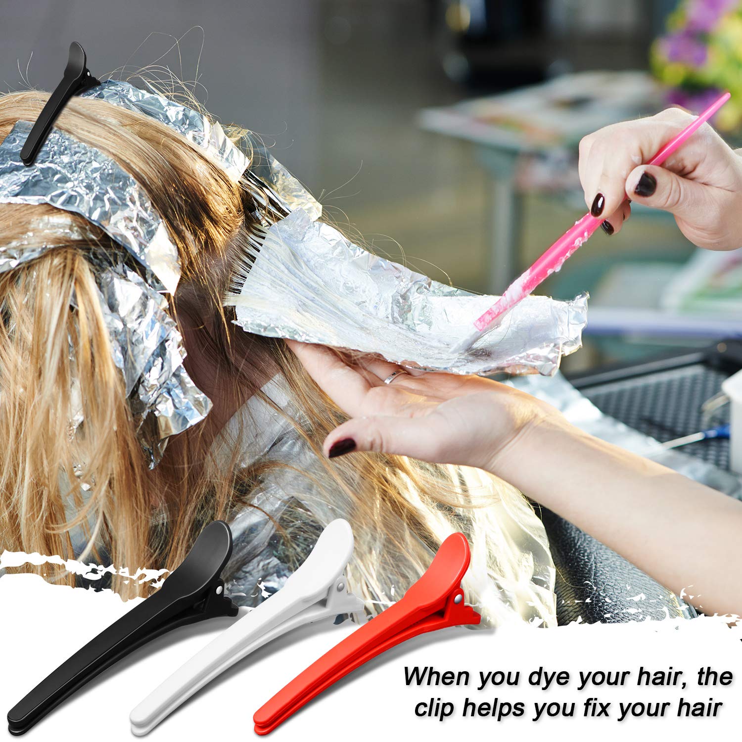10 Pieces Hair Dye Tool Set, Include 4 Pieces Hair Dye Brush Hair Color Brush Bleach Dye Brush and 6 Pieces Hair Sectioning Clips Salon Clips for Salon Use and Home DIY Dyeing Styling : Beauty