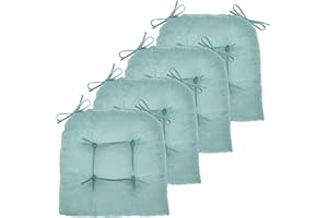 JAMPAYANG Chair Cushion, 4 Pack Chair Cushions for Dining Chairs, Chair Pads and Mat with Ties for Indoor Kitchen Seat and Desk (4 Count - 17 x 16 in, Aqua Blue)