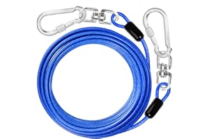 jenico Dog Tie Out Cable: 15 ft Dog Lead for Yard - Heavy Duty Chain Leash Outside for Small Large Dogs Up to 500 lbs - Outdoor Dog Runner Tether